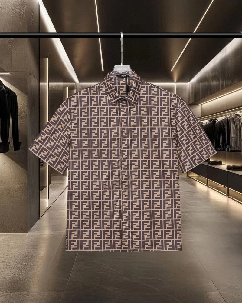 Fendi - Chemise à Manches Courtes avec Motif Monogramme Marron