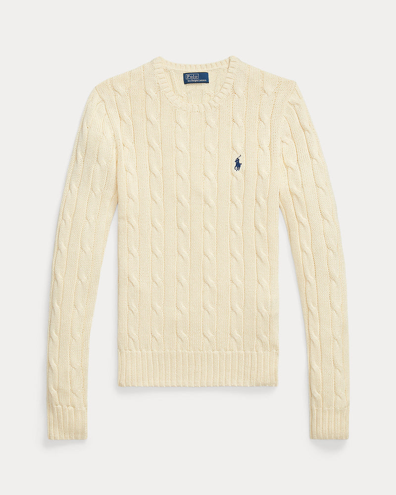 Ralph Lauren - Pull torsadé à col rond en coton Cream
