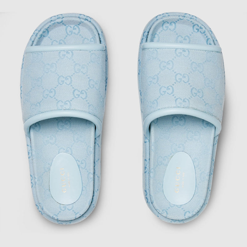 Gucci - Sandales GG Compensées Bleu Clair