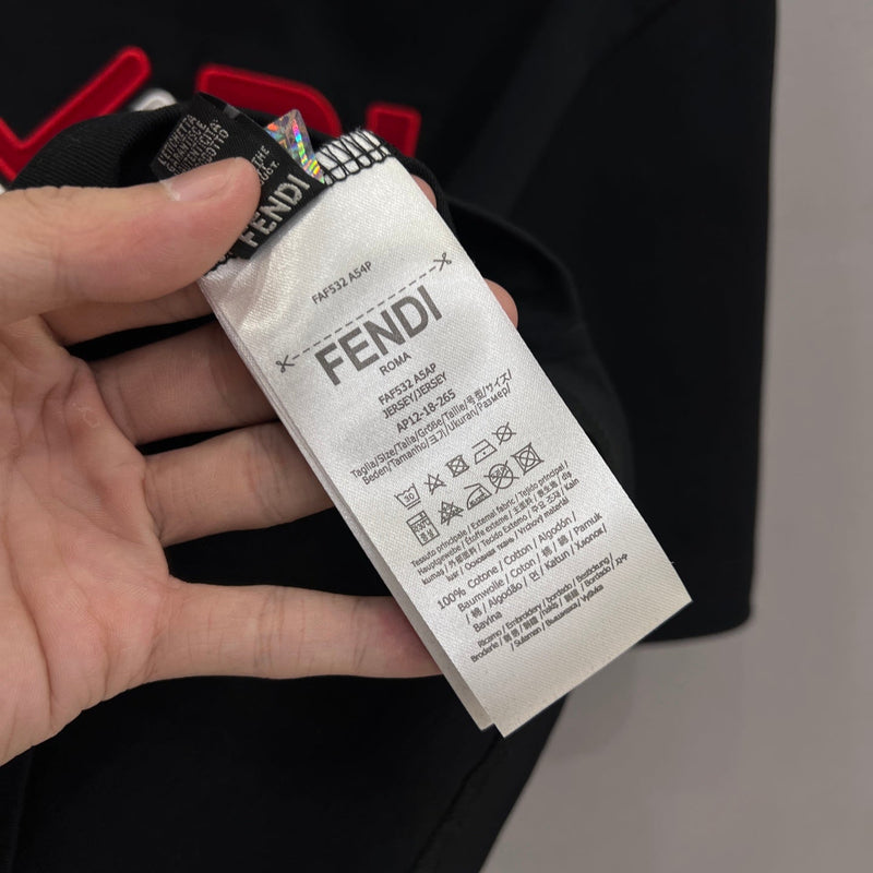 Fendi - T-shirt avec logo FF en rouge et blanc - Noir