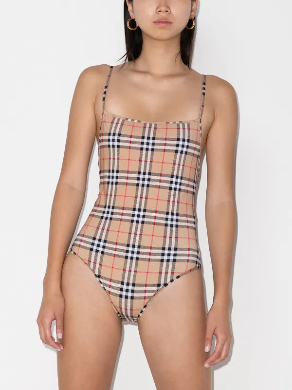 Burberry - Maillot de bain à carreau Vintage Beige
