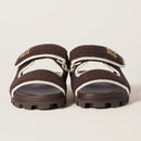 Miu Miu - Mules en crochet Marron Cacao Ivoire