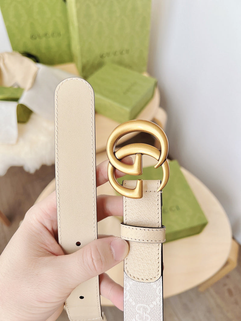 Gucci - Ceinture GG Doré Blanc F