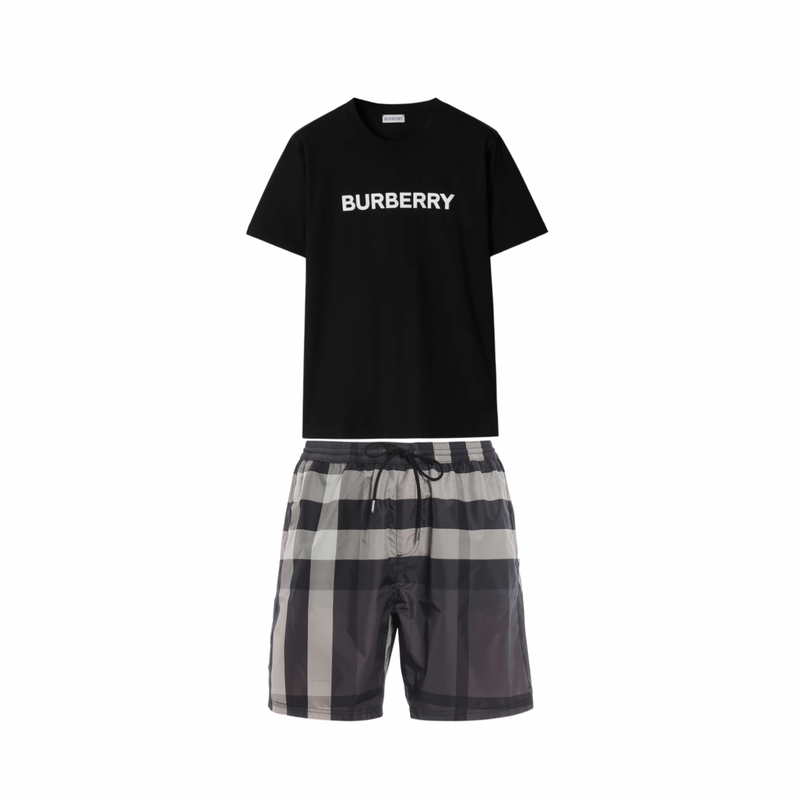 Burberry - Ensemble SHORT + T-SHIRT Noir/Gris