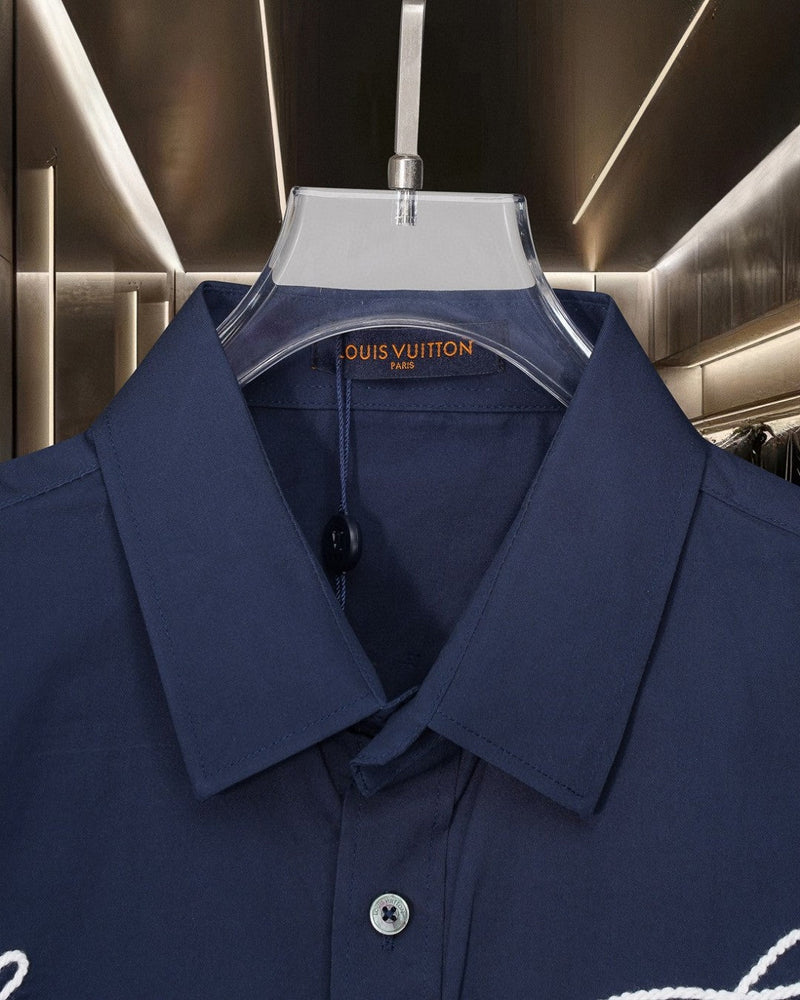 Louis Vuitton - Chemise manches longues Brodé LV Bleu