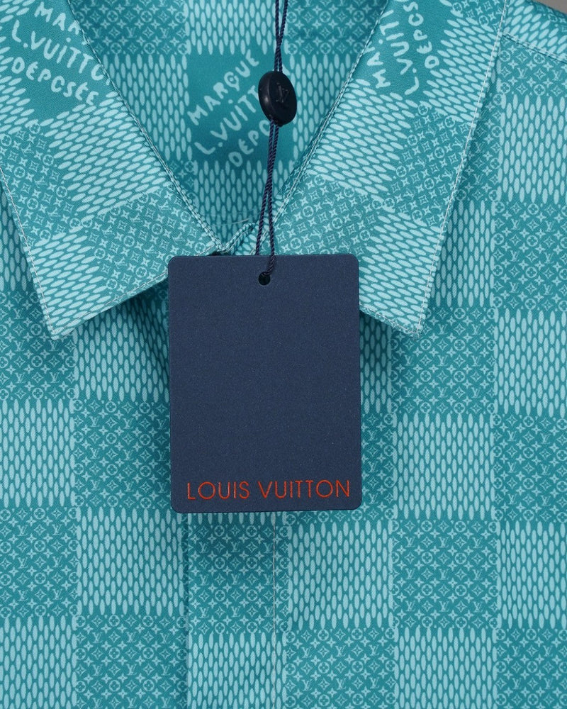 Louis Vuitton - Chemise manches longues motif damier LV Turquoise