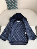 Dior - Veste zip à capuche en laine monogramme Jacquard Bleu Marine F