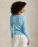 Ralph Lauren - Pull torsadé à col rond en coton Bleu Acadie