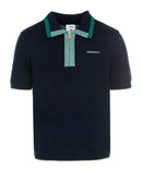 Casablanca - Polo rayé avec fermeture éclair Bleu Marine