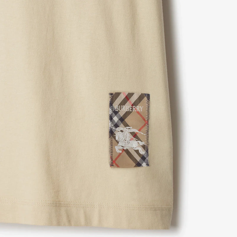 Burberry - T-shirt en coton avec étiquette Nutmeg