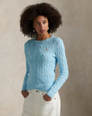 Ralph Lauren - Pull torsadé à col rond en coton Bleu Acadie