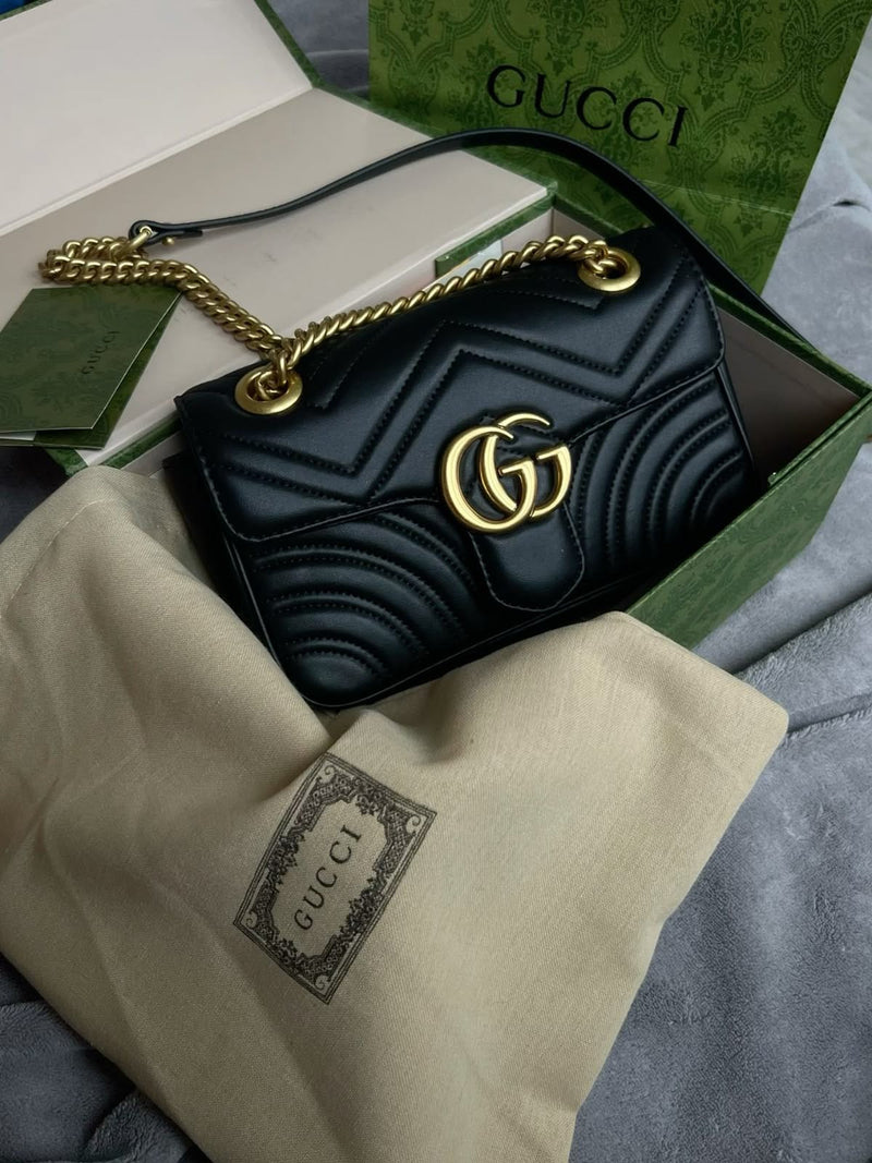 Gucci - Sac à épaule GG Marmont Moyen Noir