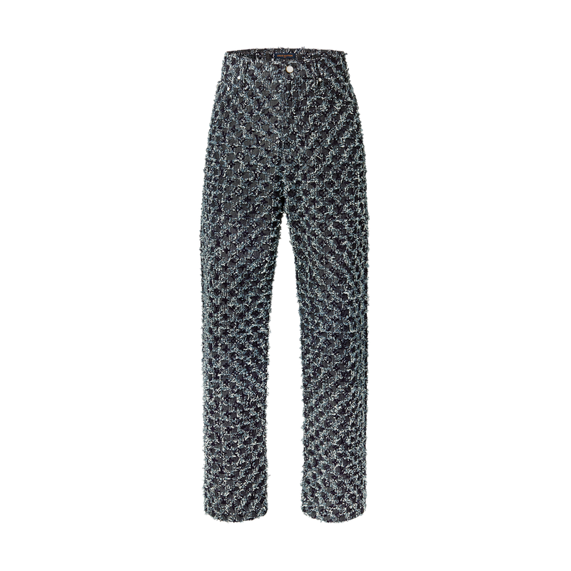 Louis Vuitton - Pantalon droit à Monogram floqué en denim