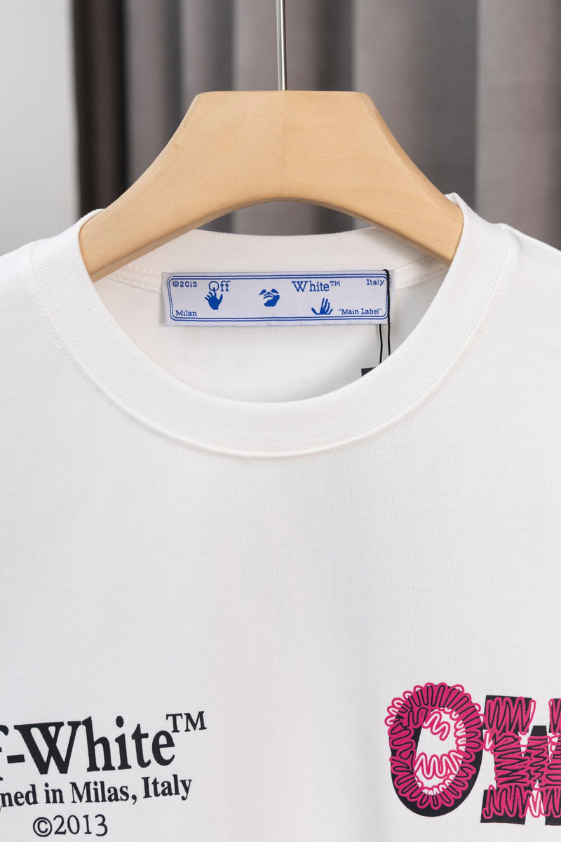 OFF-WHITE - T-shirt avec logo OW Blanc et Rose