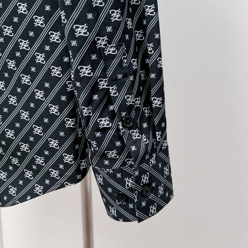 Fendi - Chemise à Manches Longues avec Motif Monogramme Noir/Blanc