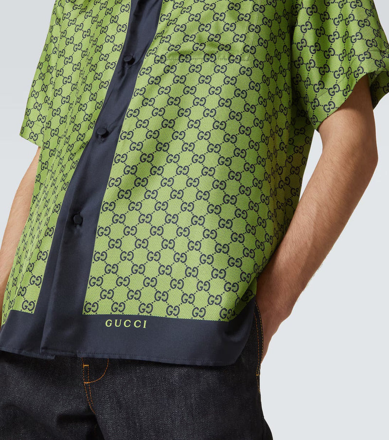 GUCCI - Chemise GG imprimée en soie Vert