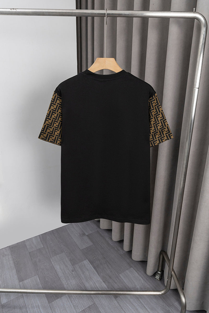 Fendi - T-shirt avec manches en motif monogramme FF - Noir et beige