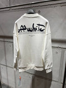 Off-White - Pull en coton à motif monogramme OW Blanc/Noir