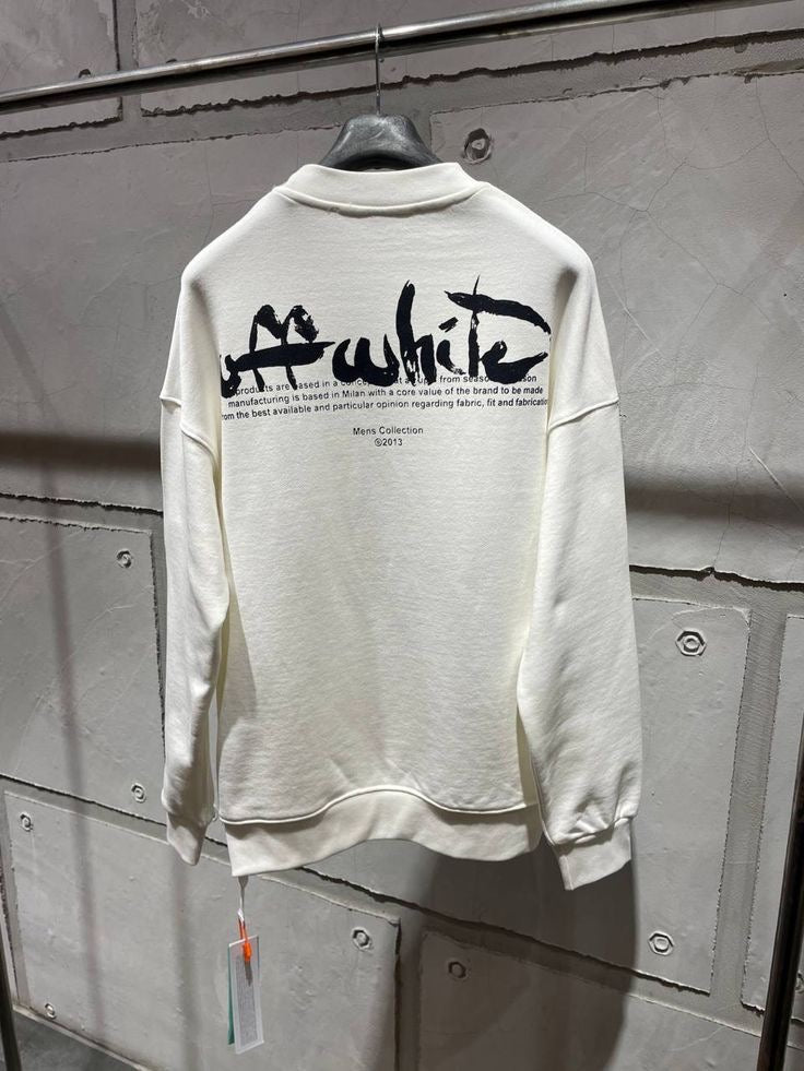 Off-White - Pull en coton à motif monogramme OW Blanc/Noir