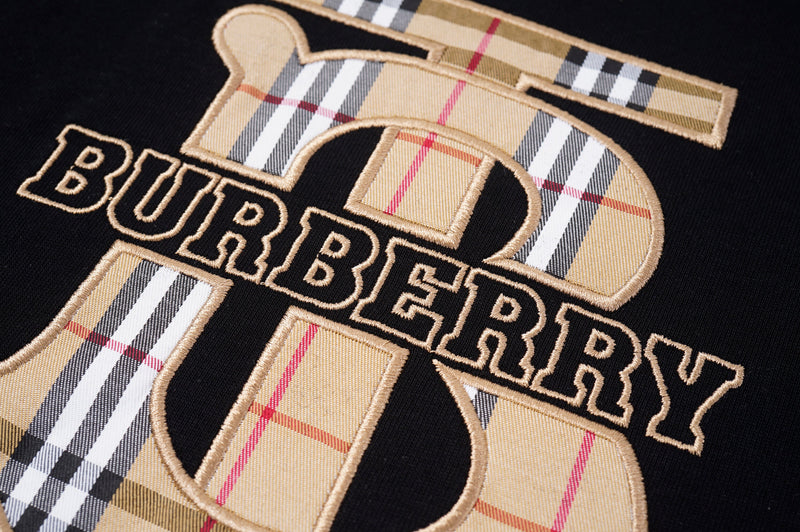 Burberry - T-shirt Burberry avec logo monogramme en tartan - Noir