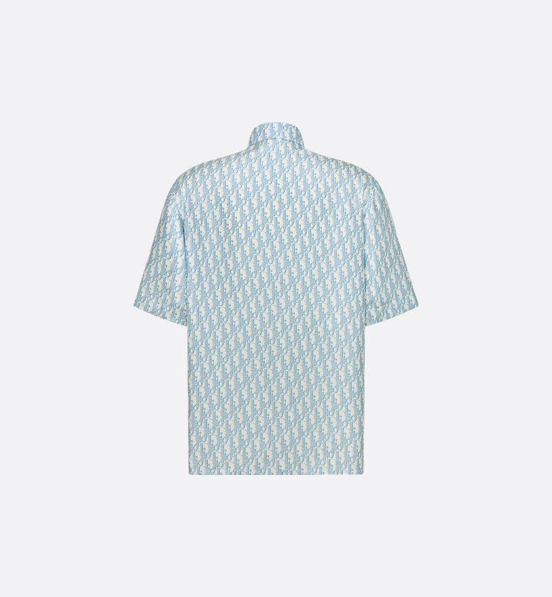 Dior - Chemise à manches courtes Dior Oblique
Sergé de soie Blanche et Bleu Ciel