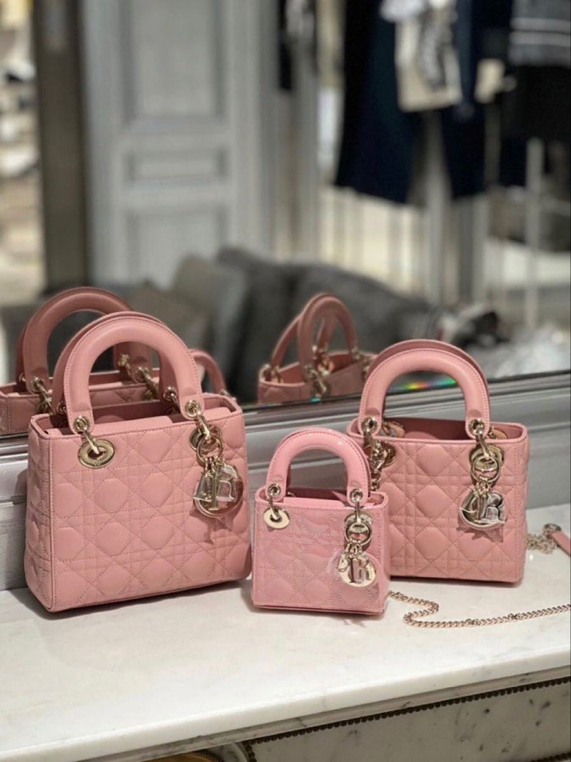 Dior - Sacs Lady Dior Mini , Petit et Moyen Rose II (3 tailles)