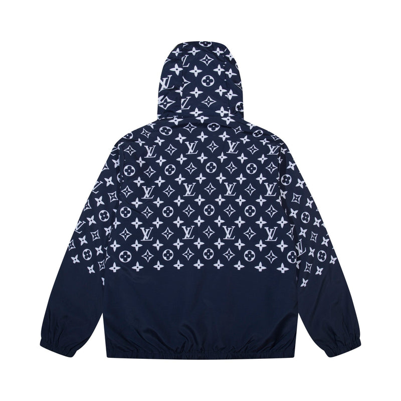 Louis Vuitton - Veste à capuche monogramme LV Bleu Marine et Blanc