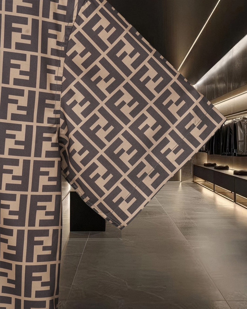 Fendi - Chemise à Manches Courtes avec Motif Monogramme Marron
