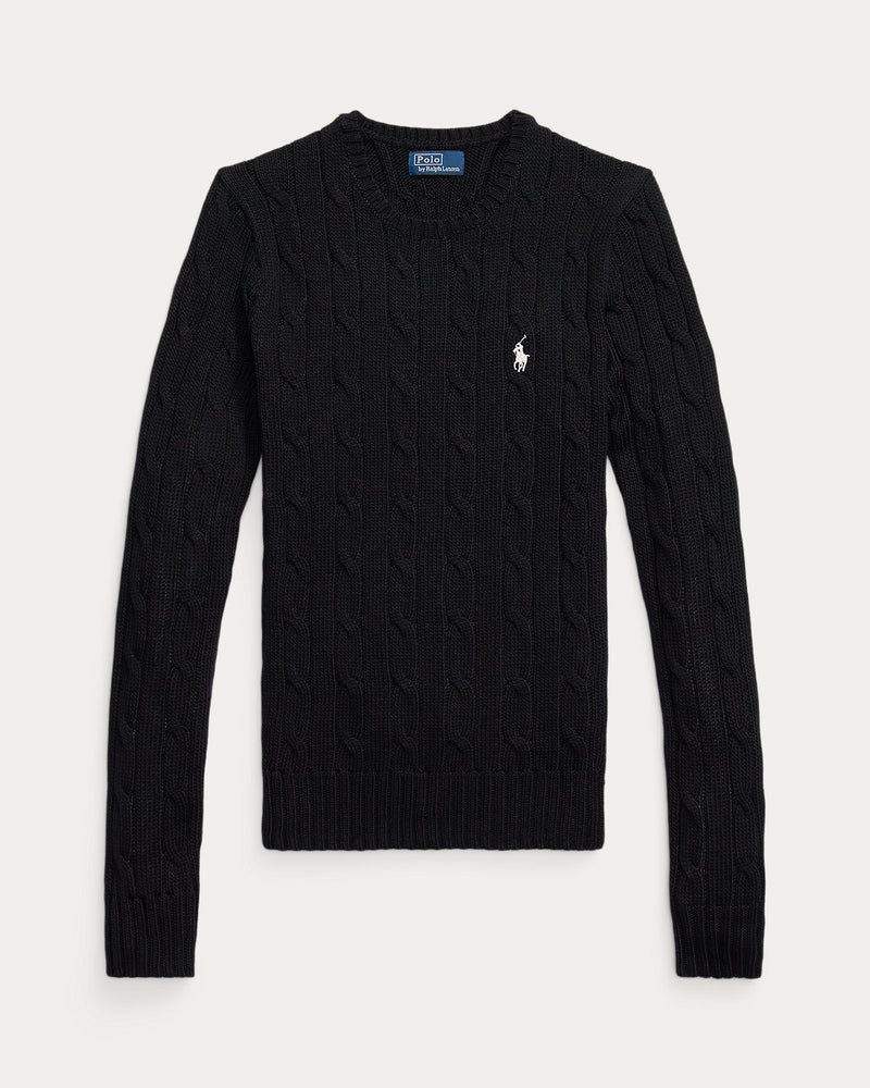 Ralph Lauren - Pull torsadé à col rond en coton Polo Black/white Pp