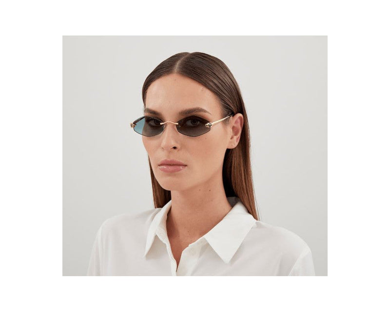 Cartier - Lunettes solaires Cartier Panthère Losange Monture Or Verres Vert