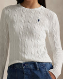 Ralph Lauren - Pull torsadé à col rond en coton White
