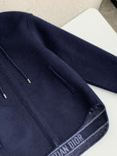 Dior - Veste zip à capuche en laine monogramme Jacquard Bleu Marine F