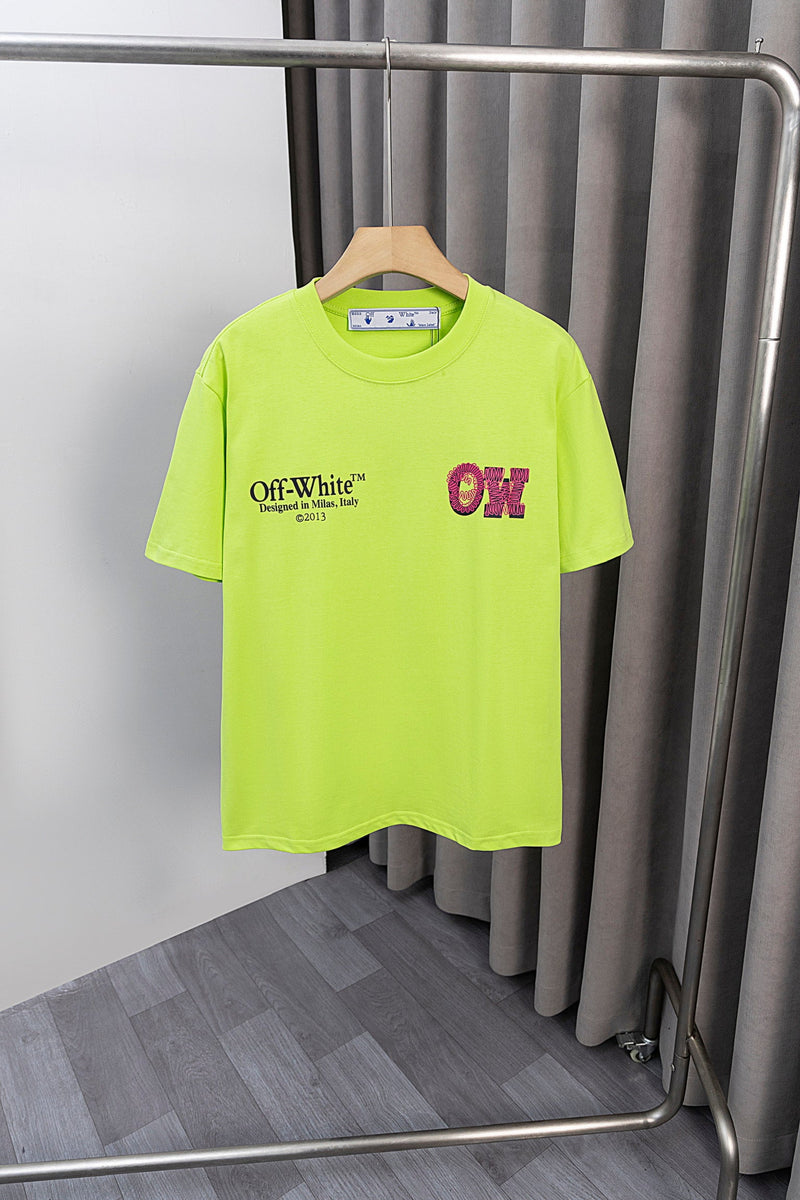 OFF-WHITE - T-shirt avec logo OW Jaune Fluo et Rose