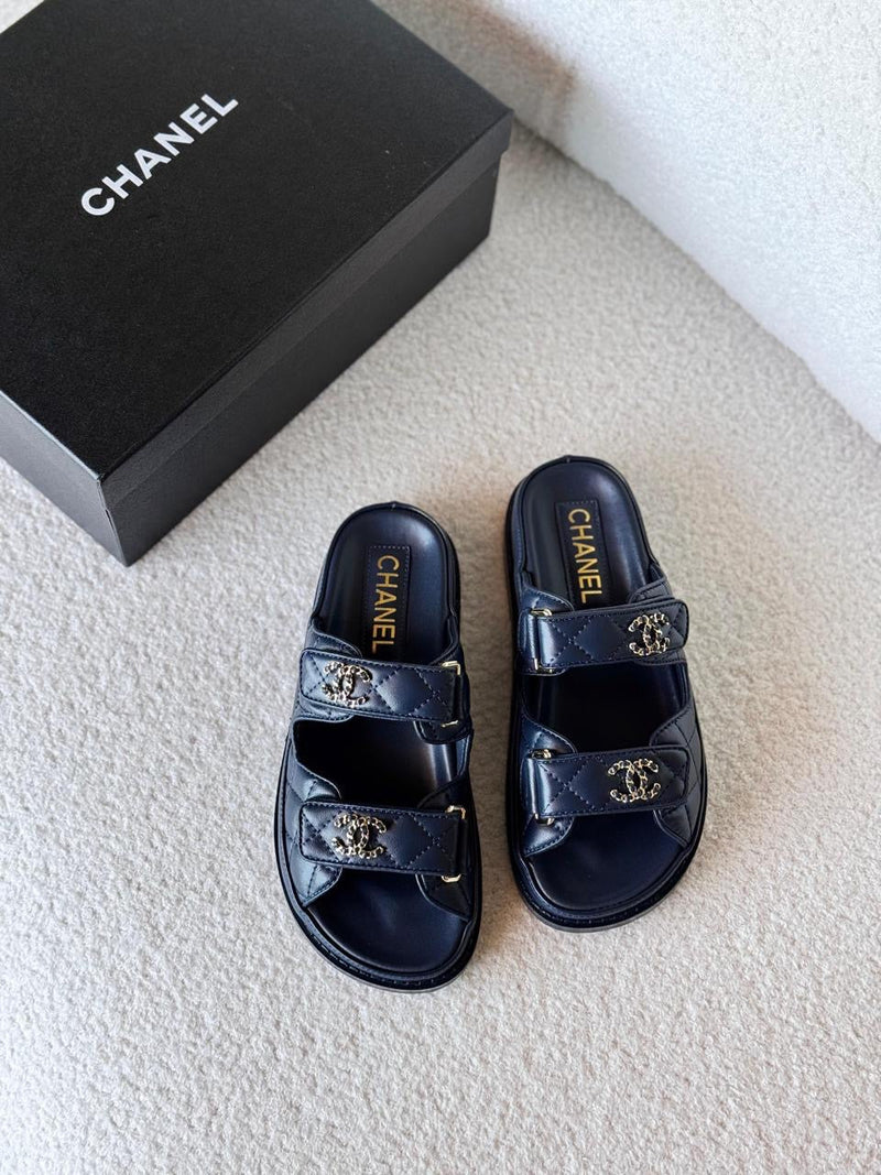 Chanel - Sandales Dad Noir/Bleu/Blanc/Beige/Bleu Marine