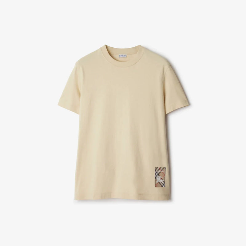 Burberry - T-shirt en coton avec étiquette Nutmeg