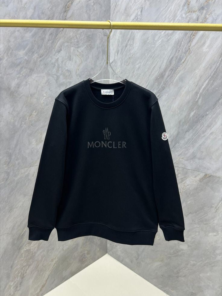 Moncler - Pull en coton floqué Moncler et logo Noir