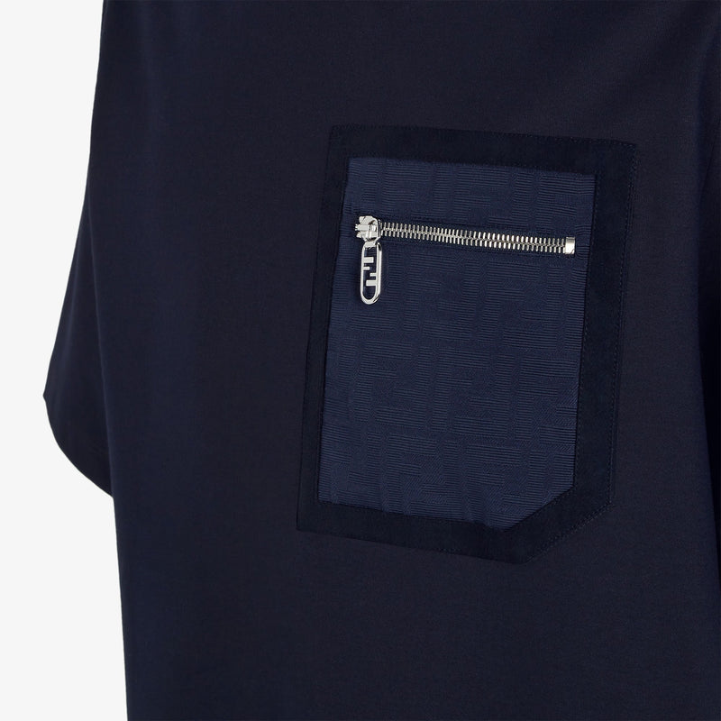 Fendi - T-shirt en coton FF Bleu