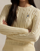 Ralph Lauren - Pull torsadé à col rond en coton Cream