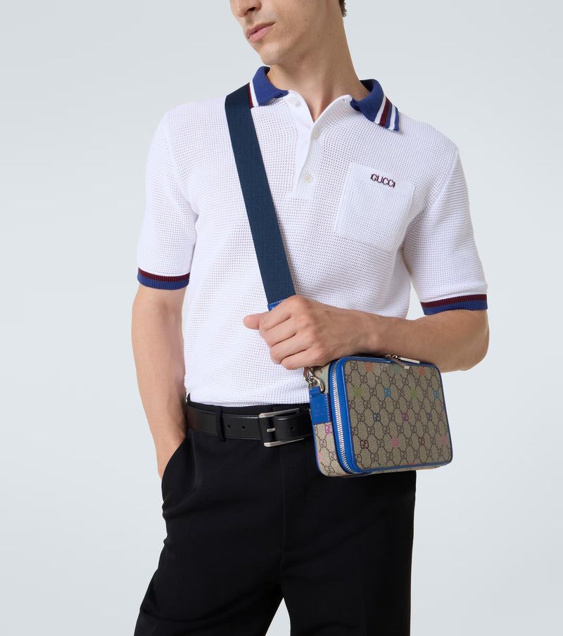 Gucci - Sac en toile GG et cuir Beige Bleu