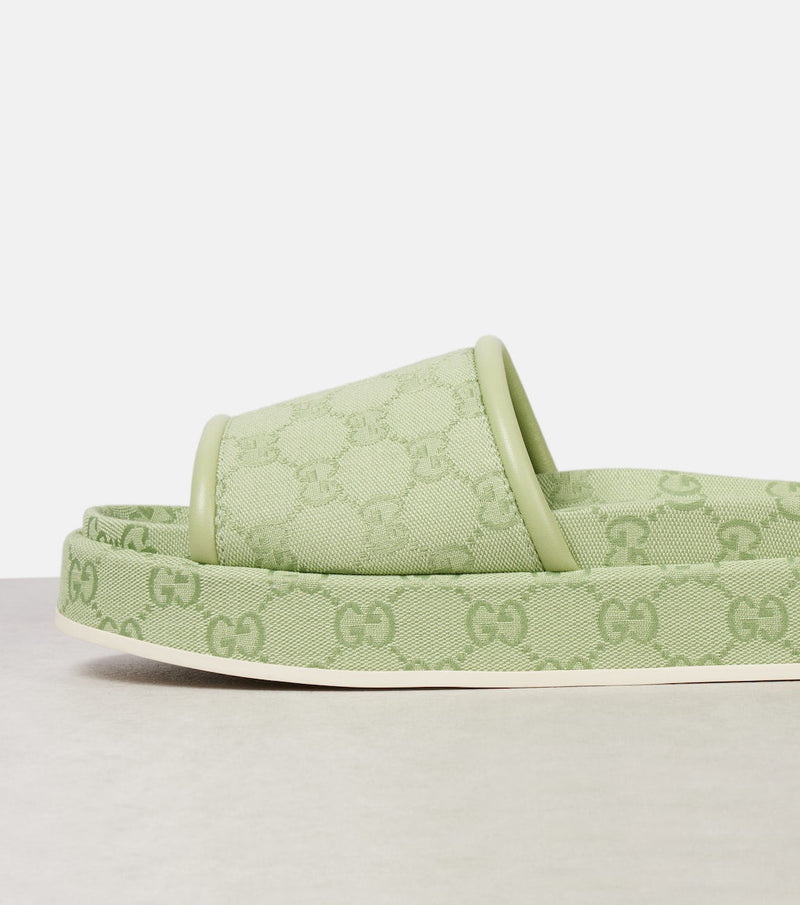 Gucci - Mules à plateforme en toile GG Vert