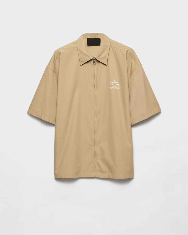 Prada - Chemise à manches courtes en coton technique Beige Désert