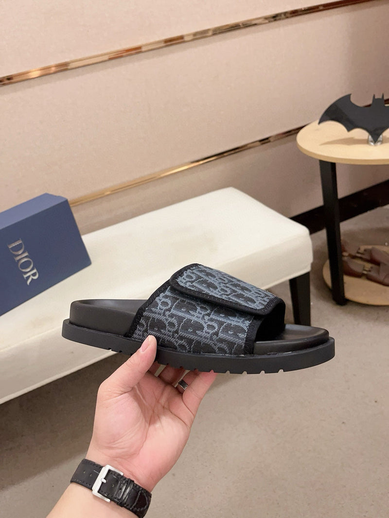 Dior - Sandale en Toile monogramme Dior Bleu Clair/Noir