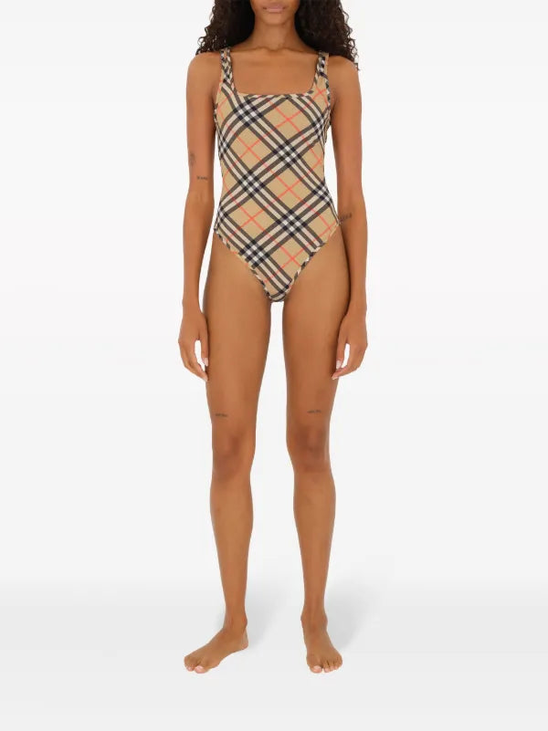 Burberry - Maillot de bain à carreaux Beige