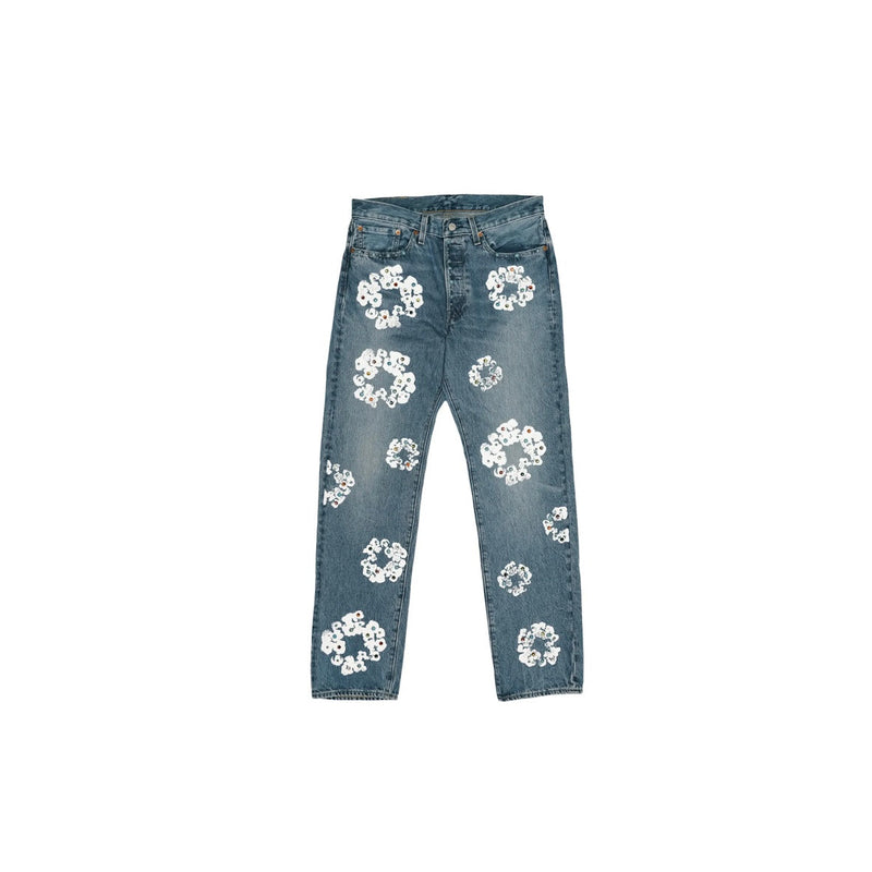 Denim Tears - Jean 501 en Denim Couronne de strass en Coton coloris Indigo Femme