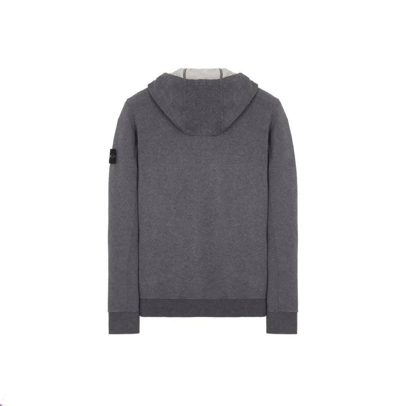 Stone Island - Sweat-shirt à capuche zippé fumée chiné