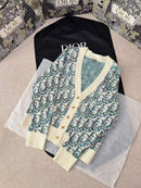Dior - Cardigan monogramme Toile de Jacquard Dior Bleu Ciel F