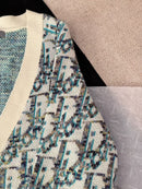 Dior - Cardigan monogramme Toile de Jacquard Dior Bleu Ciel F