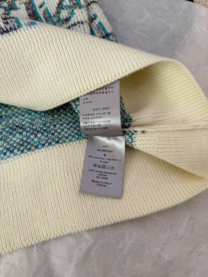 Dior - Cardigan monogramme Toile de Jacquard Dior Bleu Ciel F