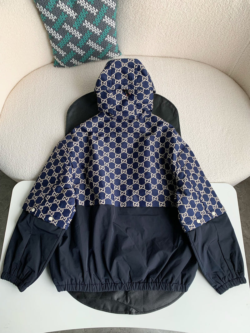 Gucci - Veste à capuche monogramme GG Bleu Marine
