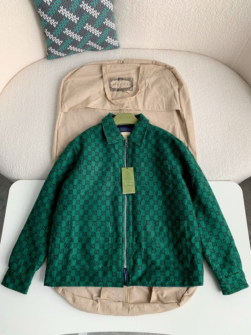 Gucci - Veste bomber en laine monogramme GG Vert
